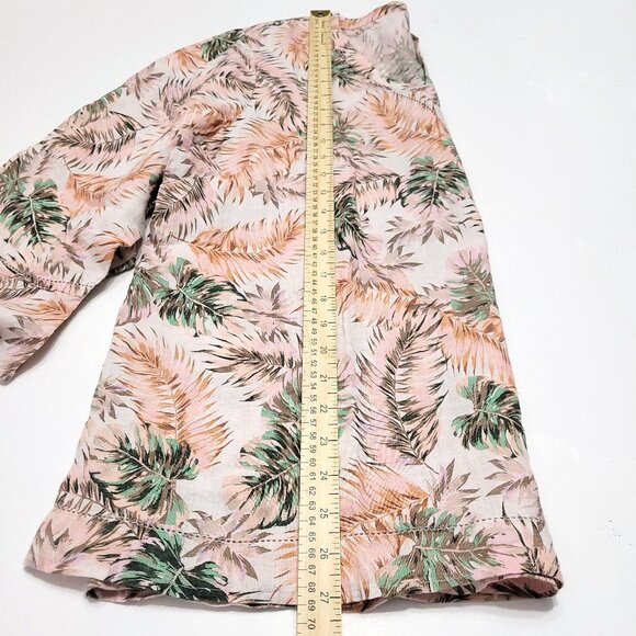 NWT J Jill Love Linen Women V-Neck Flounced Long Sleeve Tunic Size XL Palm Print - Picture 7 of 11